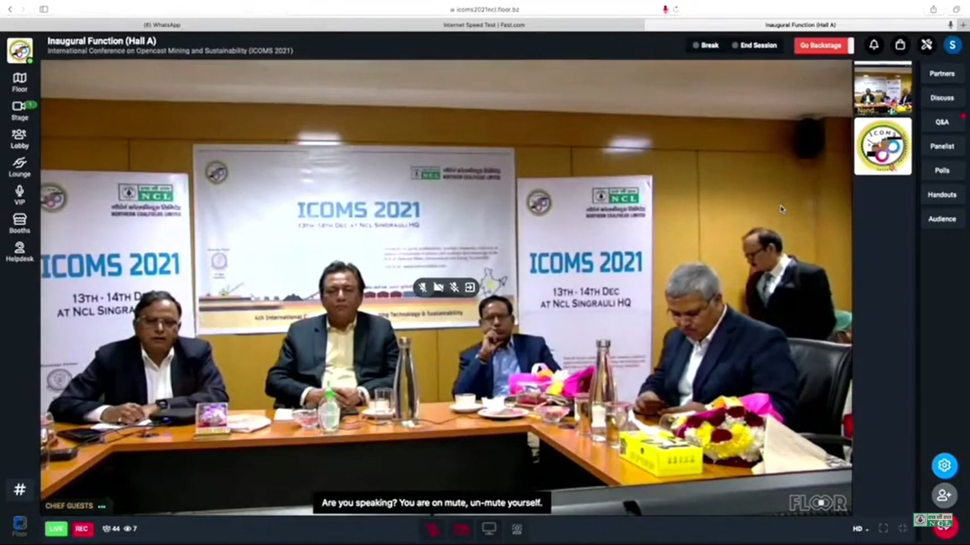 Inauguration of ‘International Conference on Opencast Mining Technology and Sustainability (ICOMS), 2021’ at NCL by Dr. Anil Kumar Jain, Secretary, Ministry of Coal-14.12.2021